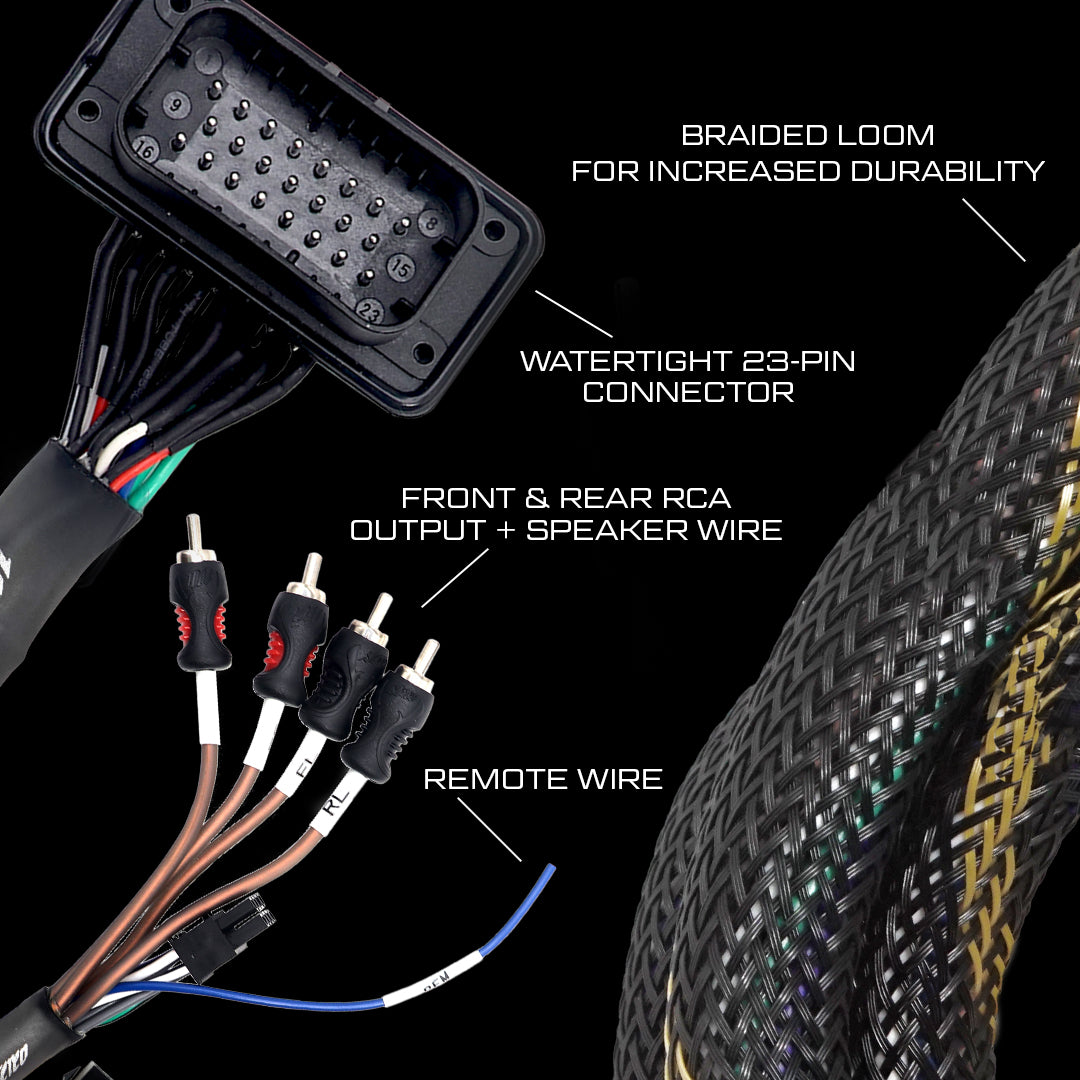 '20-'26 RZR® Pro Series Ride Command Front & Rear RCA Output + Speaker Wire & Remote | UTVS-PRO-RC-RCA-OUT